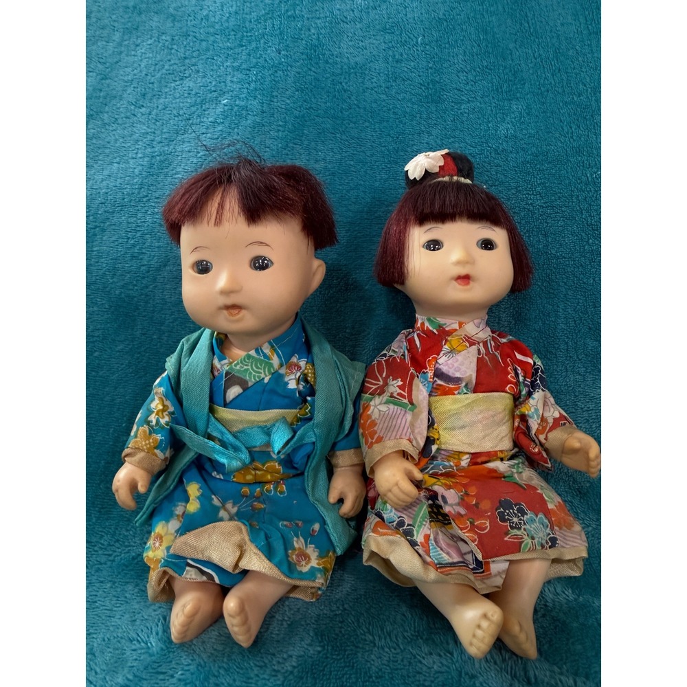 Vintage Japanese Ichimatsu 1920's Dolls Boy‎ and Girl Pair Traditional Souvenir